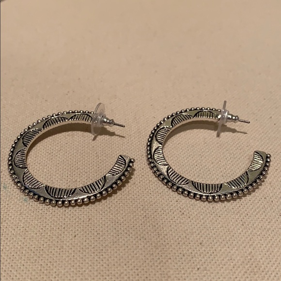 Jewelry - Sterling Silver Textured Hoop Earrings
